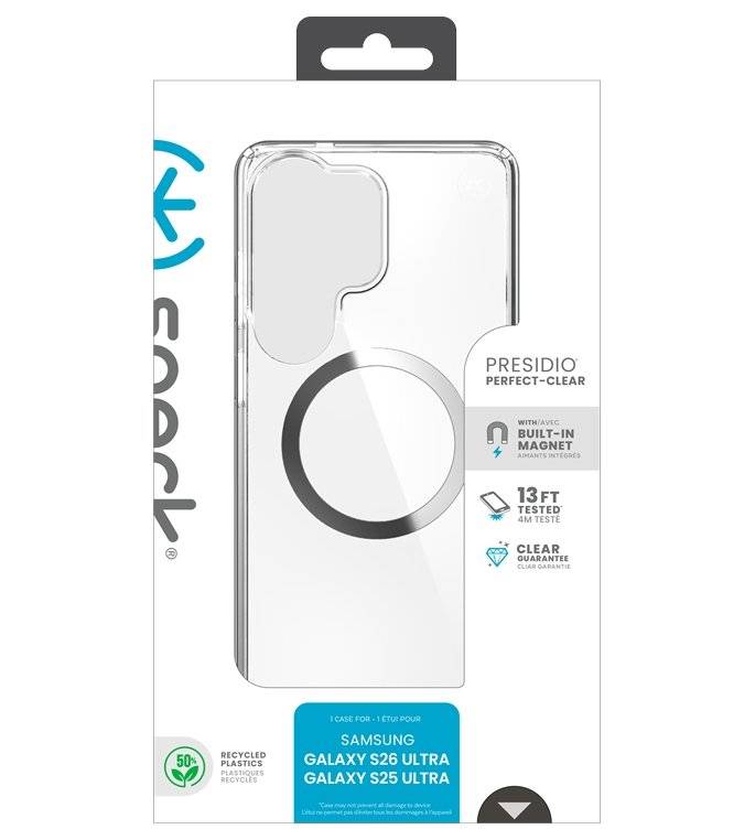 Magsafe Калъф за Samsung S26 Ultra, Speck Presidio Perfect-Clear Magnet Case, Прозрачен (9)