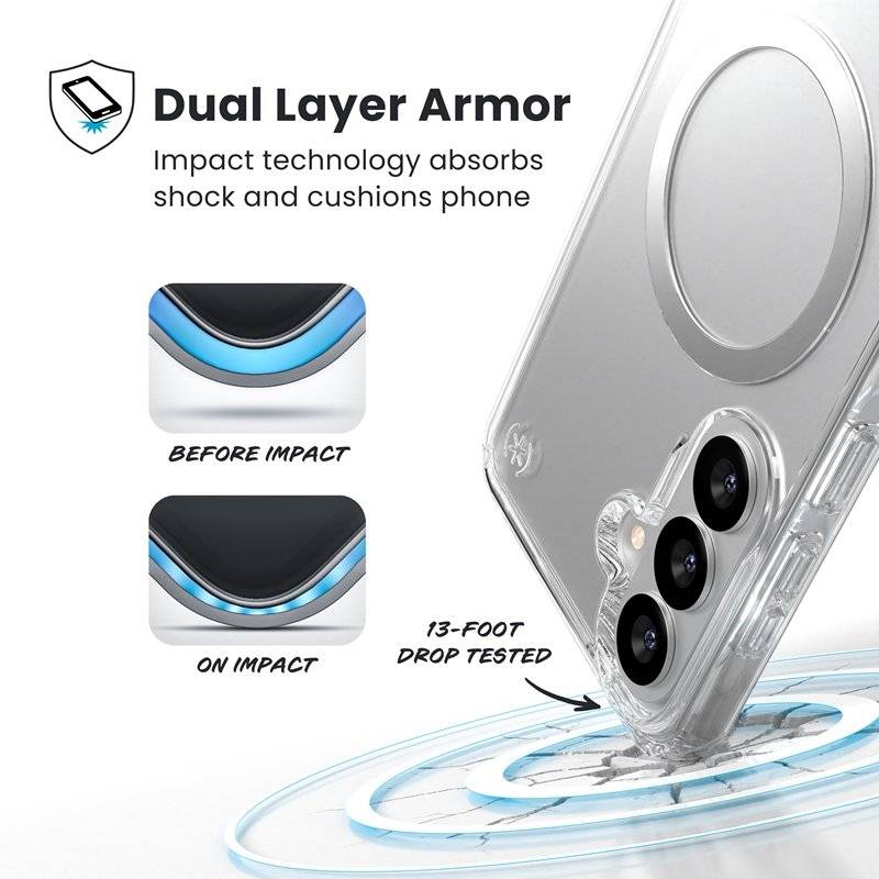 Magsafe Калъф за Samsung S26 Plus, Speck Presidio Perfect-Clear Magnet Case, Прозрачен (7)