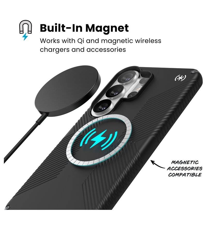 Magsafe Калъф за Samsung S26 Ultra, Speck Presidio2 Grip Magnet Case, Черен (4)