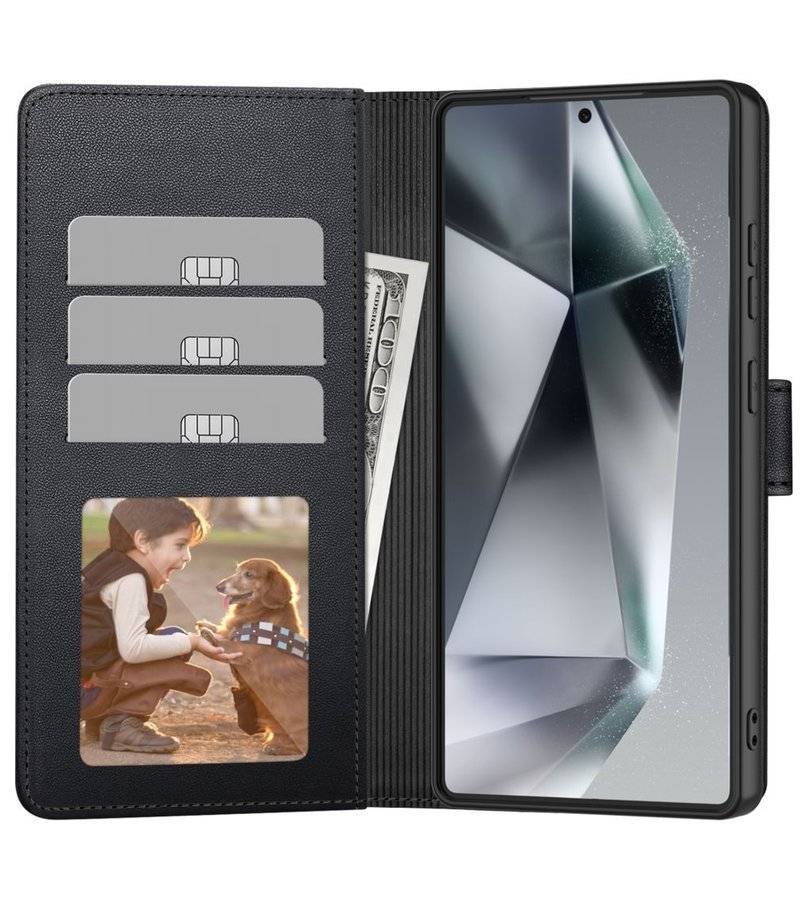 Кожен Калъф с Джобове за Samsung S26 Plus, Tech-Protect Wallet Book Case, Черен (2)