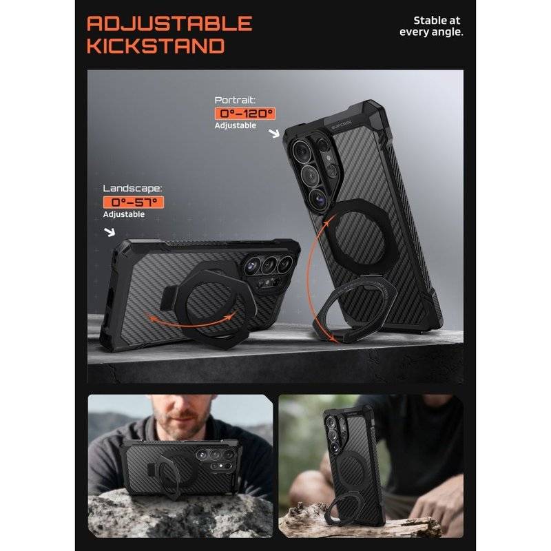 Magsafe Калъф за Samsung S26 Ultra, Supcase UB Grip Mag Aramid Case, Черен (4)
