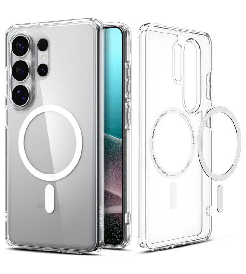 Magsafe Калъф за Samsung S26 Ultra, Spigen Ultra Hybrid White Case, Прозрачен (3)