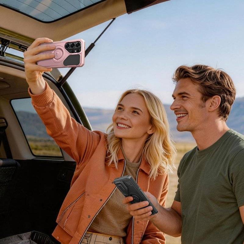 Противоударен Калъф 360 за Samsung S26 Ultra, Tech-Protect Kevlar Cam+ 2-Set Case, Розов (6)