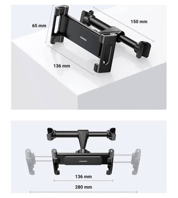 Стойка за Таблет за Облегалката на Кола, Ugreen Car Headrest Mount L160, Черен (6)