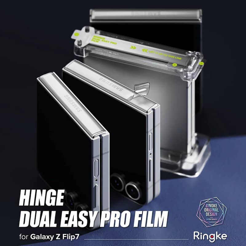 Протектор за Сгъвката на Samsung Z Flip 7, Ringke Hinge Dual Easy Pro Film Glass 2бр., Прозрачен (6)