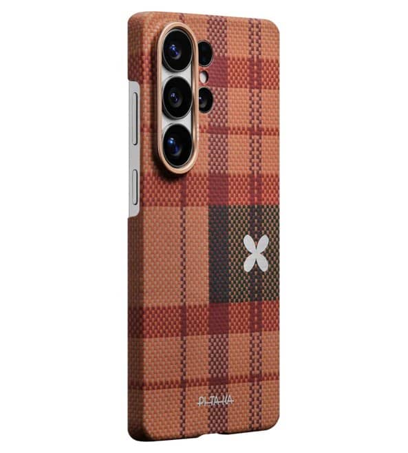 Magsafe Калъф за Samsung S26 Ultra, Pitaka Edge Flora in Grid Case Cloud Dusk, Оранжев