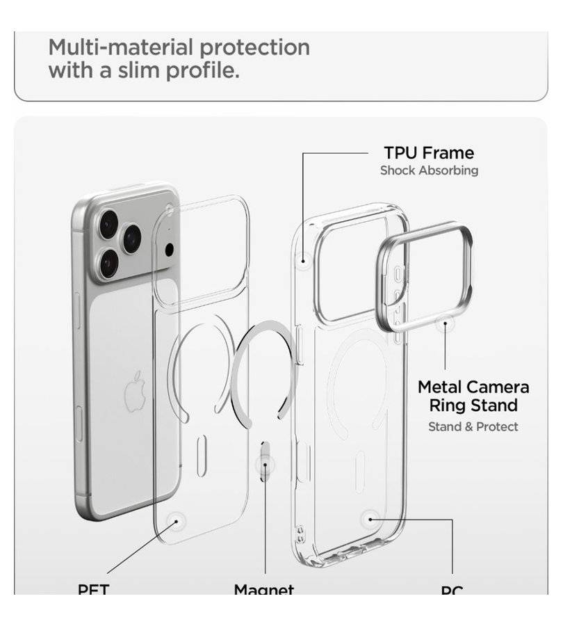 Magsafe Калъф за iPhone 18 Pro/ 17 Pro, ESR Classic Hybrid Kickstand Frosted Mag Case, Син (8)