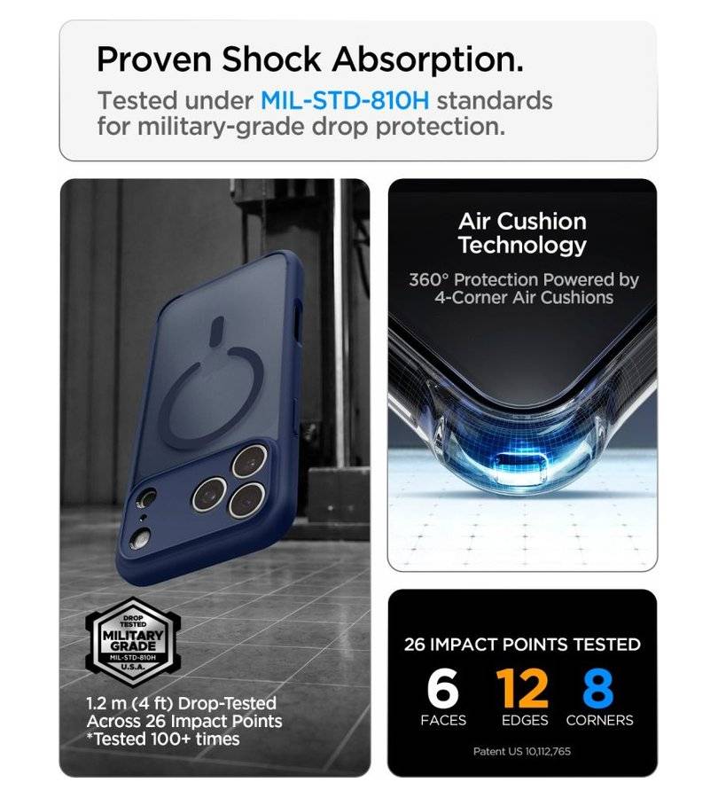 Magsafe Калъф за iPhone 18 Pro Max/ 17 Pro Max, Spigen Ultra Hybrid Frost Mag Fit Case, Тъмно Син (2)
