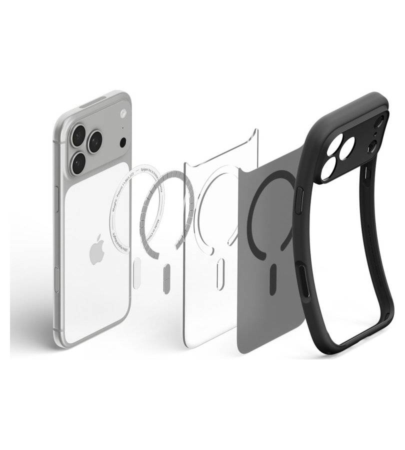 Magsafe Калъф за iPhone 18 Pro Max/ 17 Pro Max, Spigen Ultra Hybrid Frost Mag Fit Case, Черен (9)