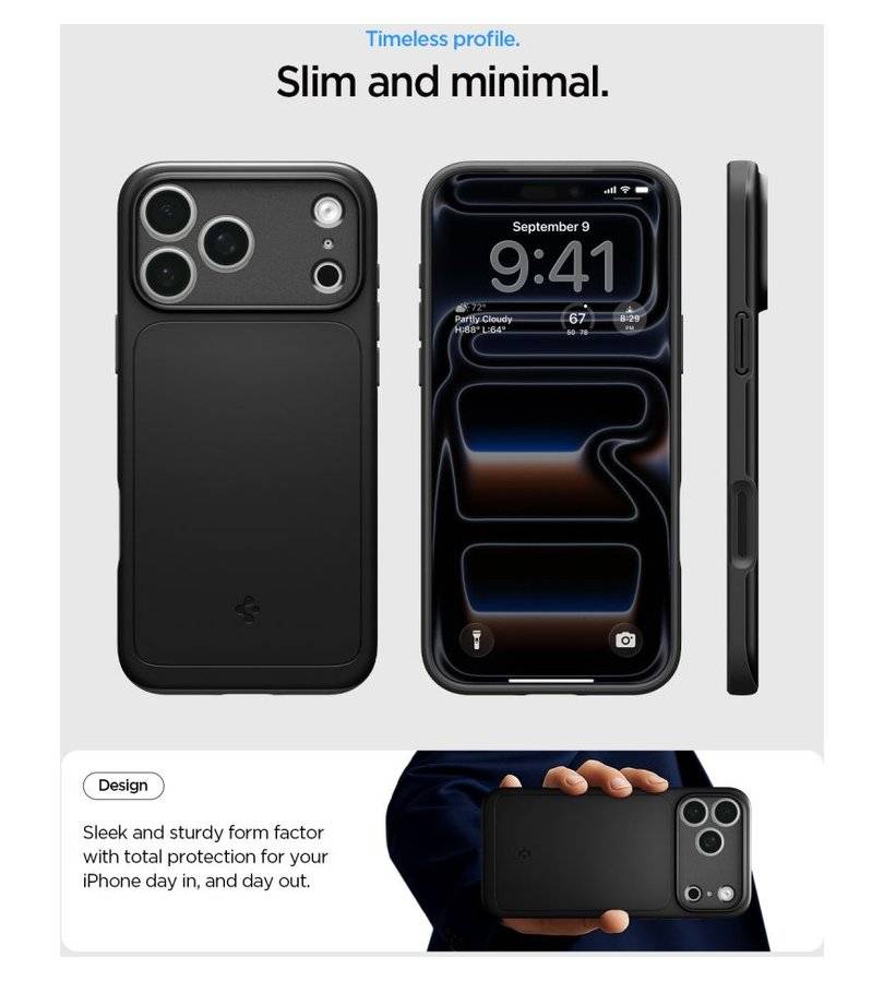 Magsafe Калъф за iPhone 18 Pro Max/ 17 Pro Max, Spigen Thin Fit Mag Fit Case, Черен (8)