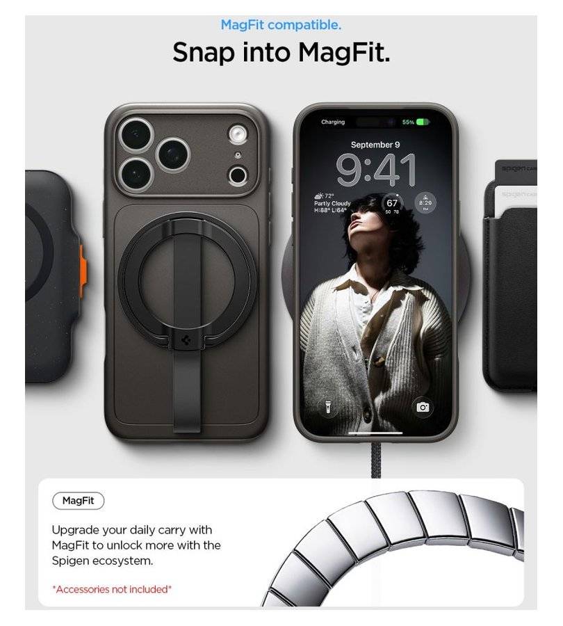 Magsafe Калъф за iPhone 18 Pro/ 17 Pro, Spigen Thin Fit Mag Fit Case, Черен (10)