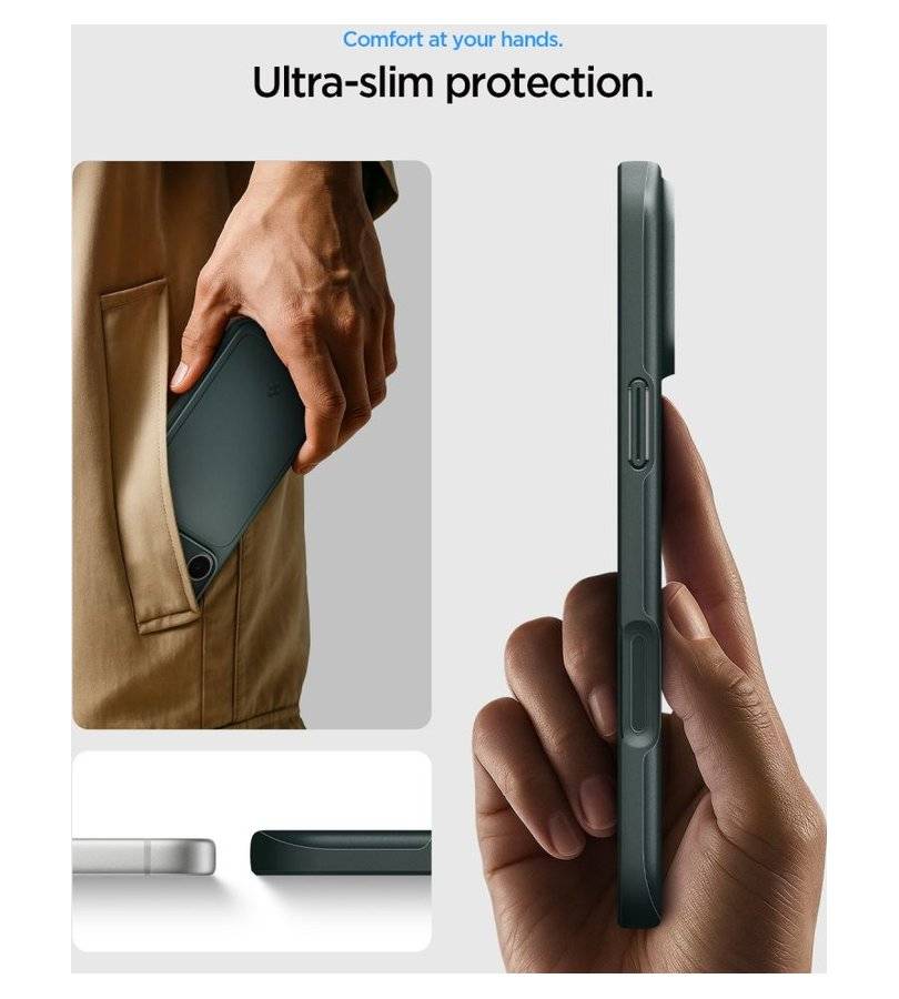 Magsafe Калъф за iPhone 18 Pro Max/ 17 Pro Max, Spigen Thin Fit Mag Fit Case, Зелен (7)