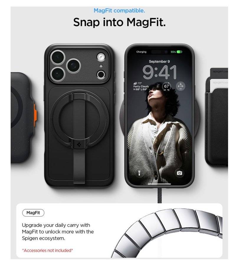 Magsafe Калъф за iPhone 18 Pro Max/ 17 Pro Max, Spigen Thin Fit Mag Fit Case, Черен (10)