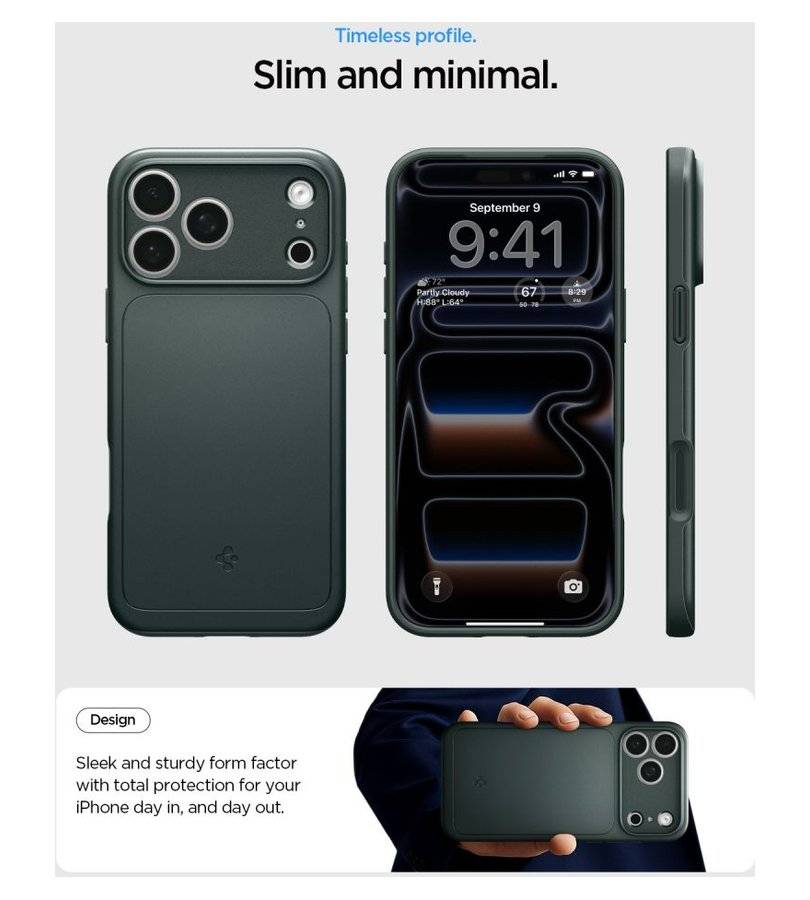 Magsafe Калъф за iPhone 18 Pro/ 17 Pro, Spigen Thin Fit Mag Fit Case, Зелен (8)