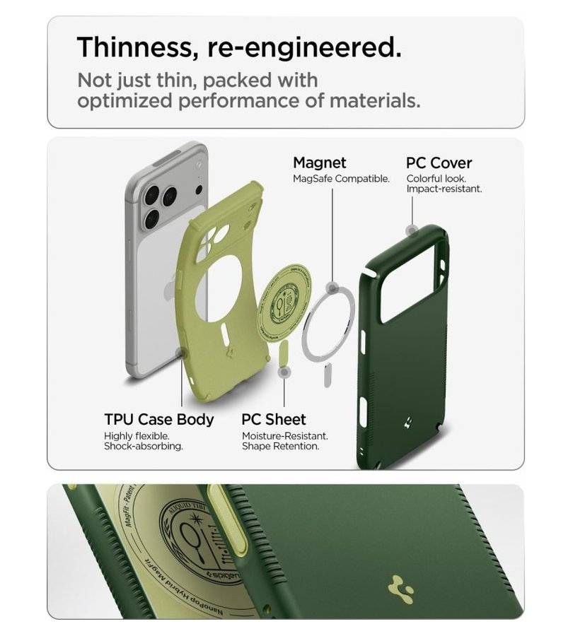 Magsafe Калъф за iPhone 18 Pro Max/ 17 Pro Max, Spigen Nano Pop Hybrid Mag Fit Case, Зелен (9)