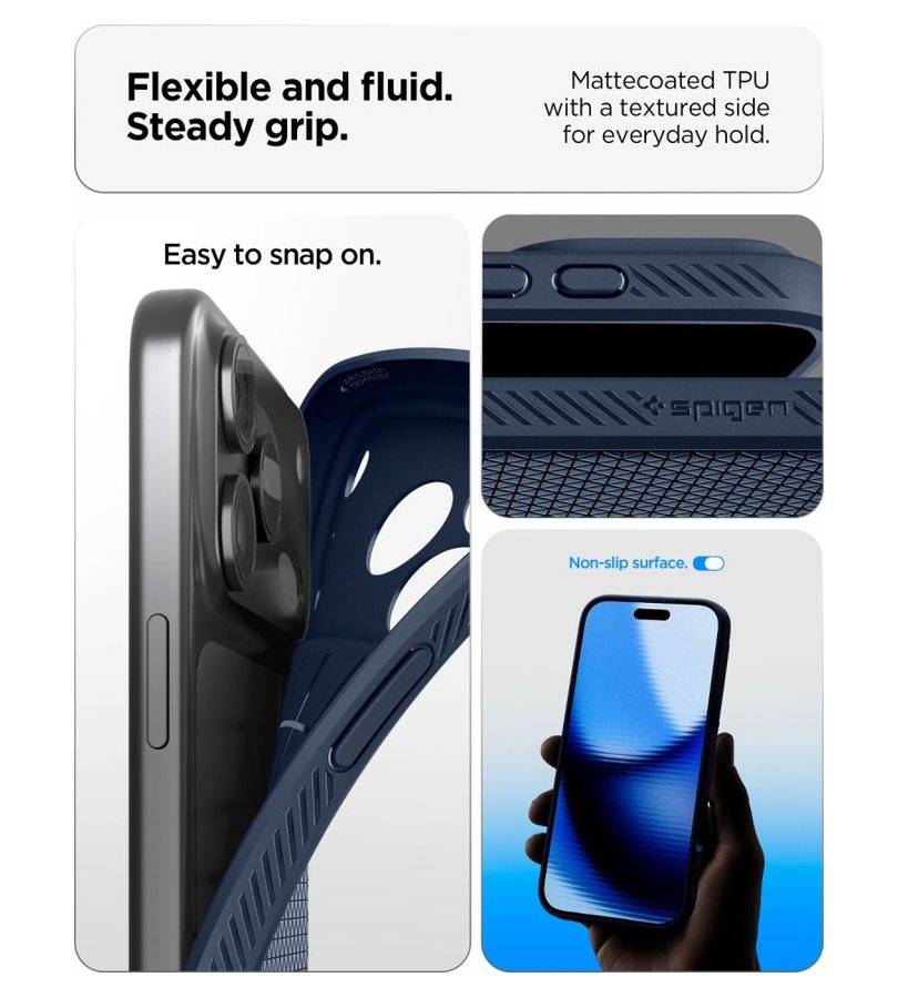 Противоударен Калъф за iPhone 18 Pro Max/ 17 Pro Max, Spigen Liquid Air Case, Тъмно Син (7)