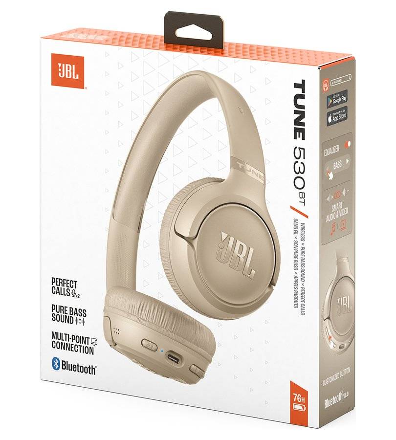 Безжични слушалки, JBL Tune 530BT, Бежов (10)