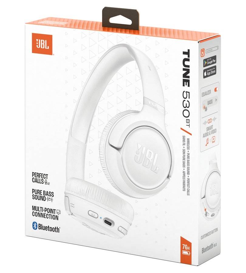 Безжични Слушалки, JBL Tune 520BT Headphones Bluetooth, Бял (10)