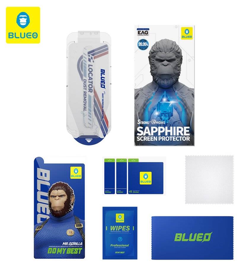Стъклен Протектор за iPhone 18 Pro/ 17 Pro/ 17/ 16 Pro, Blueo Premium Sapphire Pro Glass, Прозрачен (7)