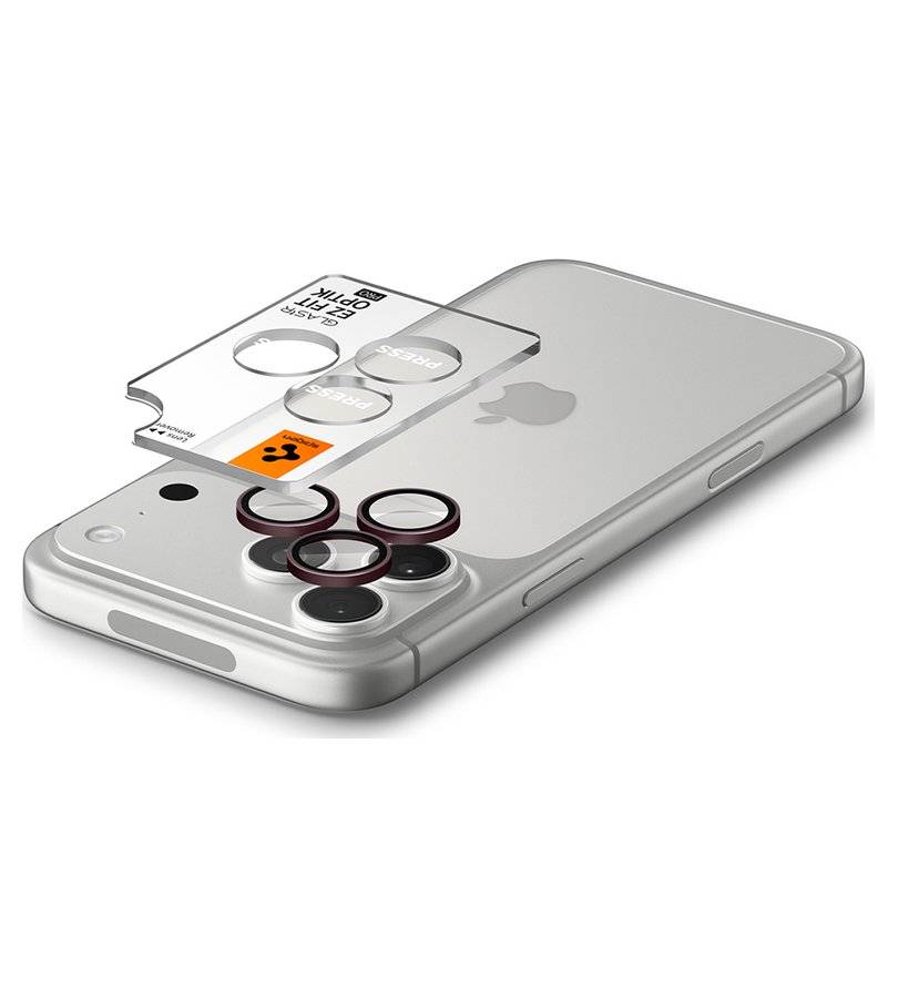 Протектор за Камерата на iPhone 18 Pro Max/ 18 Pro, Spigen EZ Fit Optik Pro Glas.tR 2бр. Burgundy, Бордо (4)