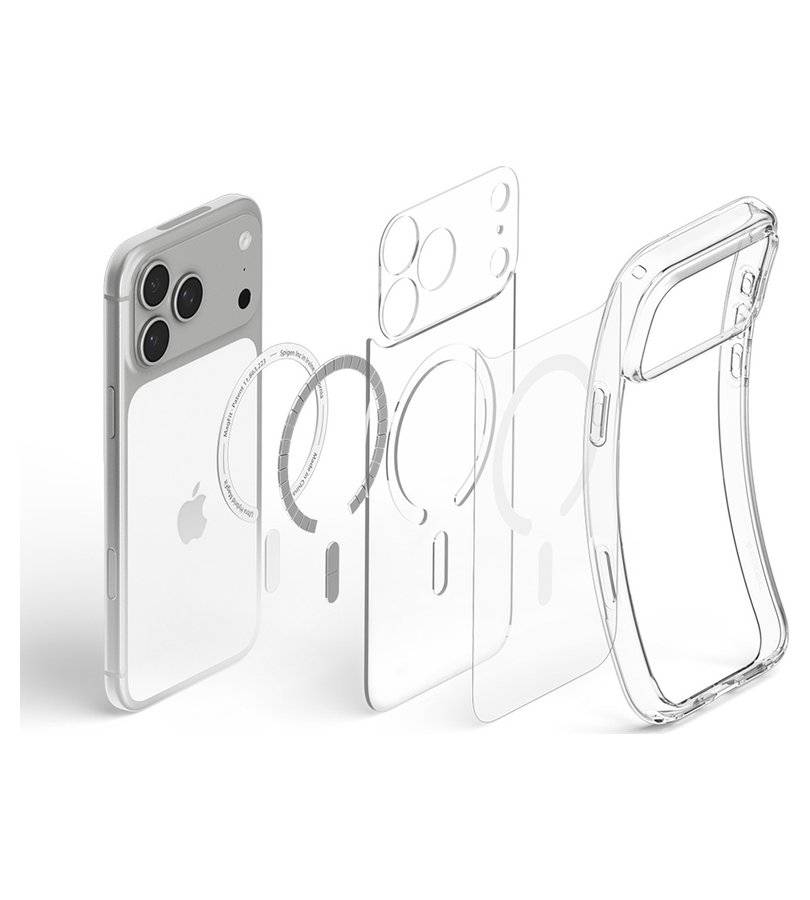 Magsafe Калъф за iPhone 18 Pro/ 17 Pro, Spigen Ultra Hybrid Mag Fit Case Clear/White, Прозрачен (8)