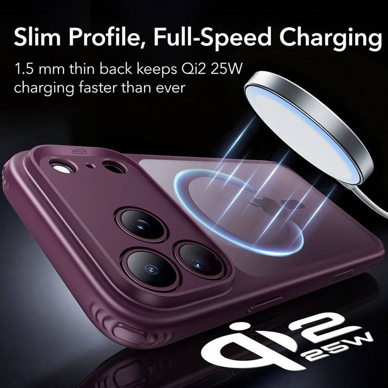 Magsafe Калъф за iPhone 18 Pro Max/ 17 Pro Max, ESR Classic Hybrid Frosted Case Burgundy, Бордо (3)