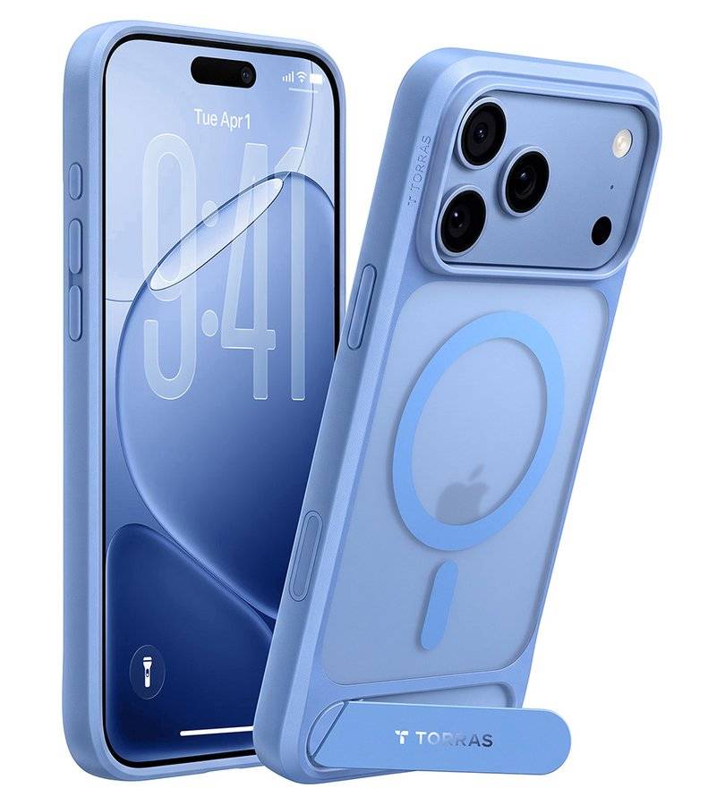Magsafe Калъф за iPhone 17 Pro Max/ 18 Pro Max, Torras Ostand L1 Guardian Mag Case, Син (4)