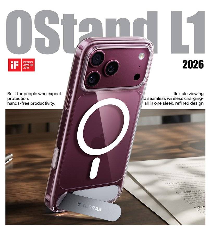 Magsafe Калъф за iPhone 17 Pro Max/ 18 Pro Max, Torras Ostand L1 Guardian Mag Case, Прозрачен (4)