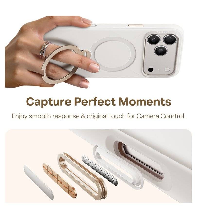 Magsafe Калъф за iPhone 17 Pro Max/ 18 Pro Max, Torras QPRO Silicone Mag Case, Бял (4)