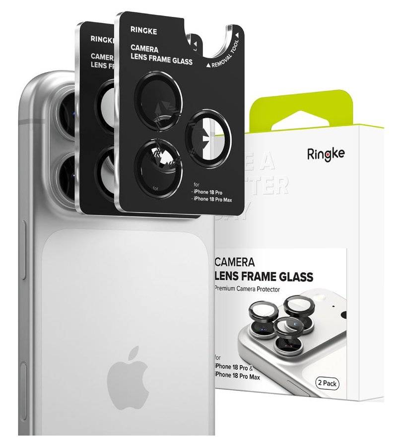 Протектор за Камерата на iPhone 18 Pro Max/ 18 Pro, Ringke Cam Lens Frame Glass 2бр., Черен