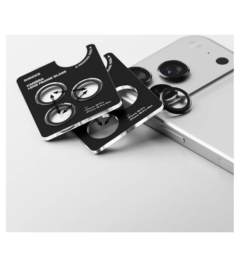 Протектор за Камерата на iPhone 18 Pro Max/ 18 Pro, Ringke Cam Lens Frame Glass 2бр., Черен (6)