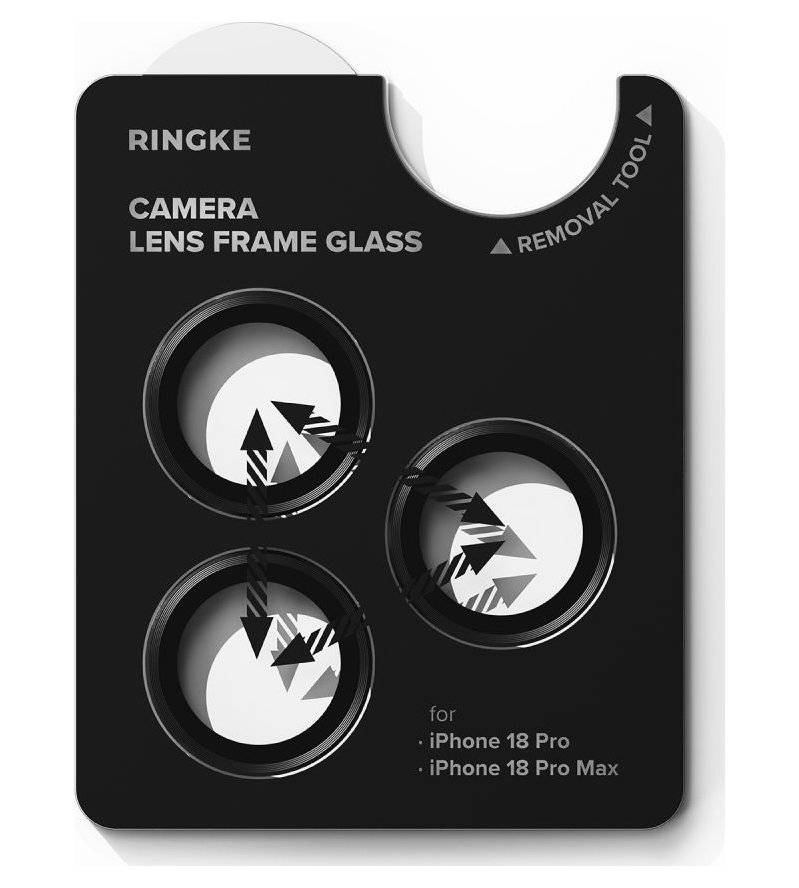 Протектор за Камерата на iPhone 18 Pro Max/ 18 Pro, Ringke Cam Lens Frame Glass 2бр., Черен (4)
