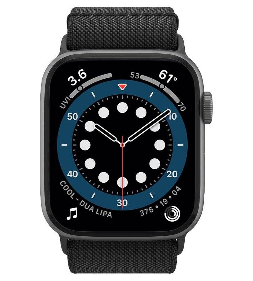 Текстилна Каишка за Apple Watch Ultra/ 12/ 11/ 10/ 9/ 8/ SE, Spigen Fit Lite Band, Черен (3)