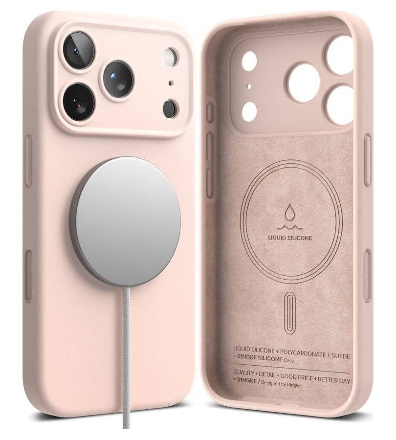 Magsafe Калъф за iPhone 18 Pro Max/ 17 Pro Max, Ringke Silicone Magnetic Case, Розов (3)