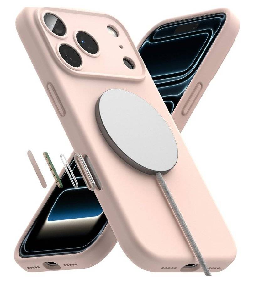 Magsafe Калъф за iPhone 18 Pro Max/ 17 Pro Max, Ringke Silicone Magnetic Case, Розов (5)