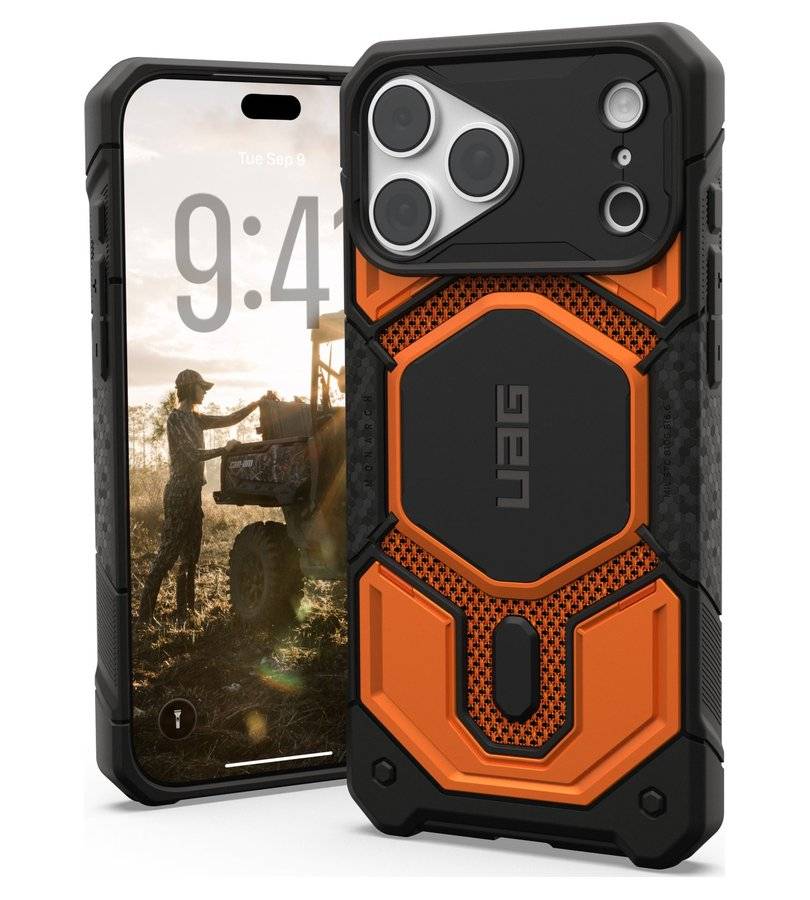 Magsafe Калъф за iPhone 18 Pro Max/ 17 Pro Max, UAG Monarch Pro Kevlar Burnt Case, Оранжев (4)