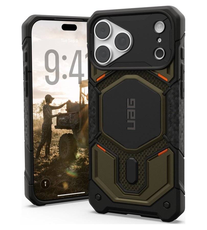 Magsafe Калъф за iPhone 18 Pro Max/ 17 Pro Max, UAG Monarch Pro Kevlar Case Element Green, Зелен (4)