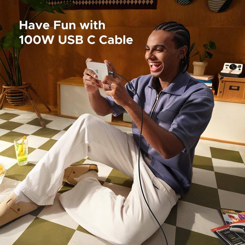 Къс Кабел USB-C to USB-C за Външна Батерия, Ugreen Woven L509 100W 0.5m, Сив (8)