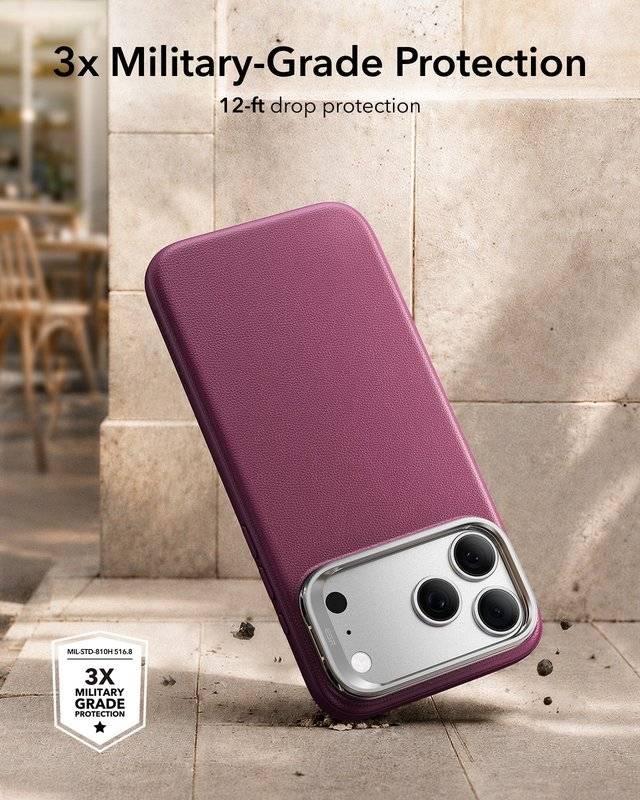 Magsafe Калъф за iPhone 18 Pro/ 17 Pro, ESR Atelier Kickstand Mag Case Burgundy, Бордо (6)