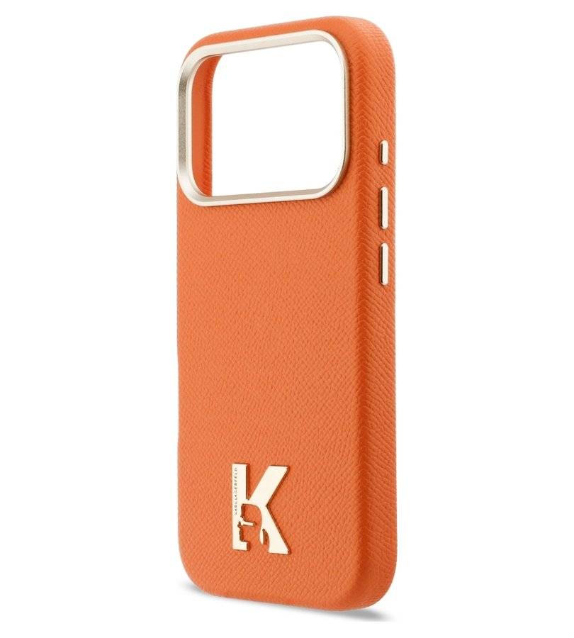 Magsafe Калъф за iPhone 18 Pro/ 17 Pro, Karl Lagerfeld Leather K Head Logo Case, Оранжев (5)