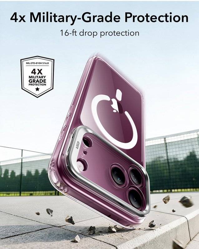 Magsafe Калъф за iPhone 18 Pro/ 17 Pro, ESR Classic Hybrid Kickstand Mag Case, Прозрачен (2)
