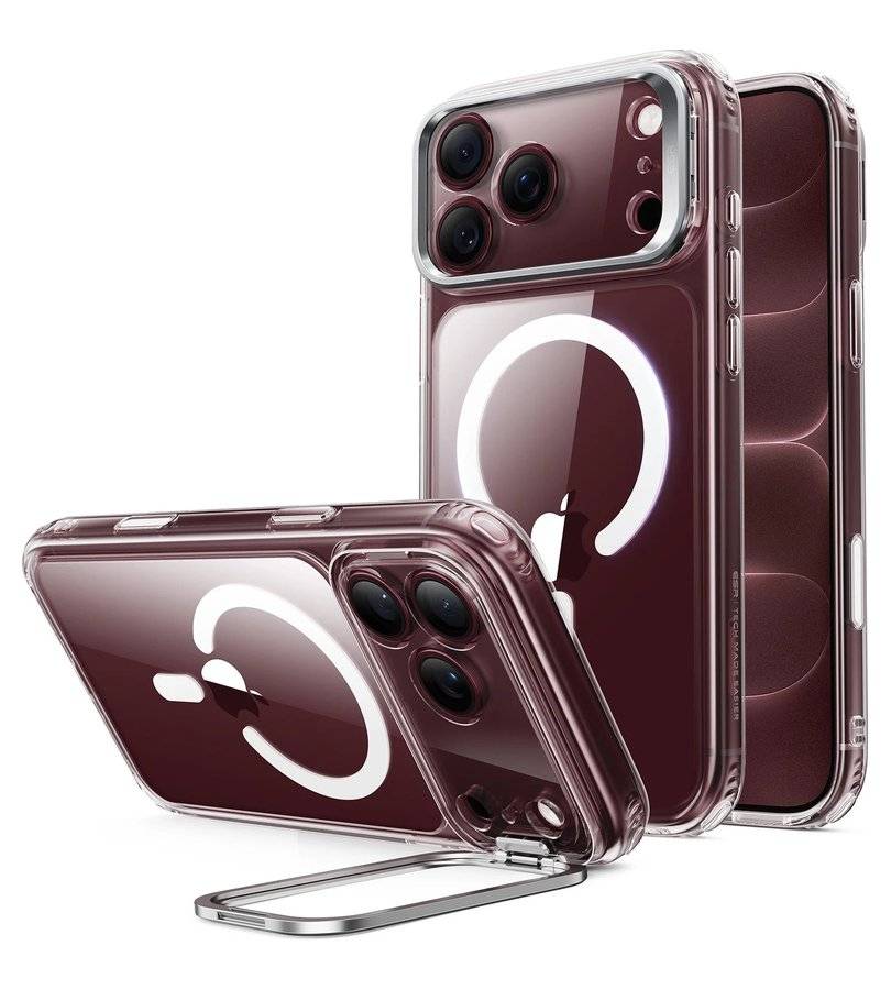 Magsafe Калъф за iPhone 18 Pro/ 17 Pro, ESR Classic Hybrid Kickstand Mag Case, Прозрачен