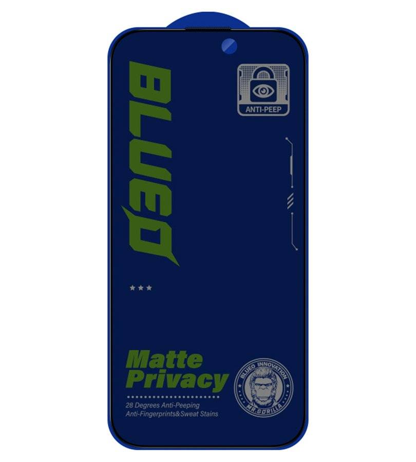 Затъмняващ Стъклен Протектор за iPhone Air, Blueo Privacy 2.5D Glass, Черен (5)