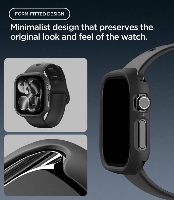 Калъф за Apple Watch 12 46mm, Spigen Thin Fit Case, Черен (5)