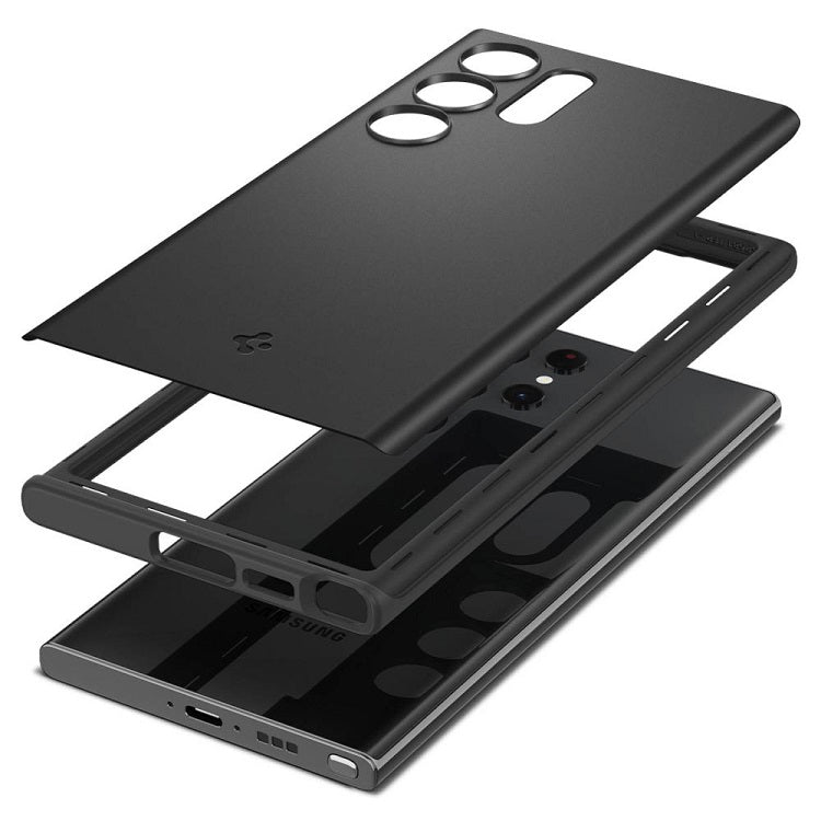 Противоударен Калъф за Samsung S23 Ultra, Spigen Thin Fit Case, Черен (7)
