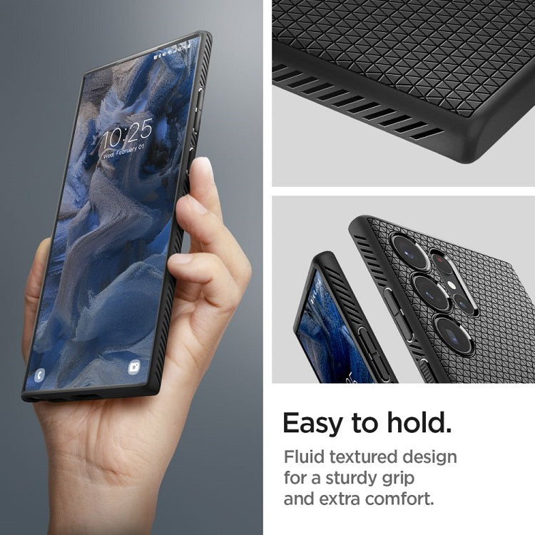 Противоударен Силиконов Калъф за Samsung S23 Ultra, Spigen Liquid Air Case, Черен (10)