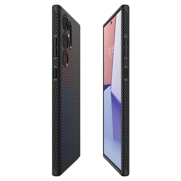Противоударен Силиконов Калъф за Samsung S23 Ultra, Spigen Liquid Air Case, Черен (7)
