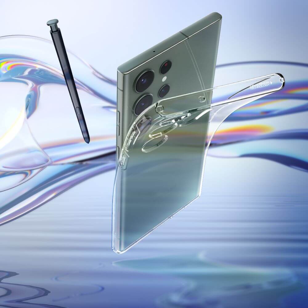 Противоударен Силиконов Калъф за Samsung S23 Ultra, Spigen Liquid Crystal Case, Прозрачен (6)