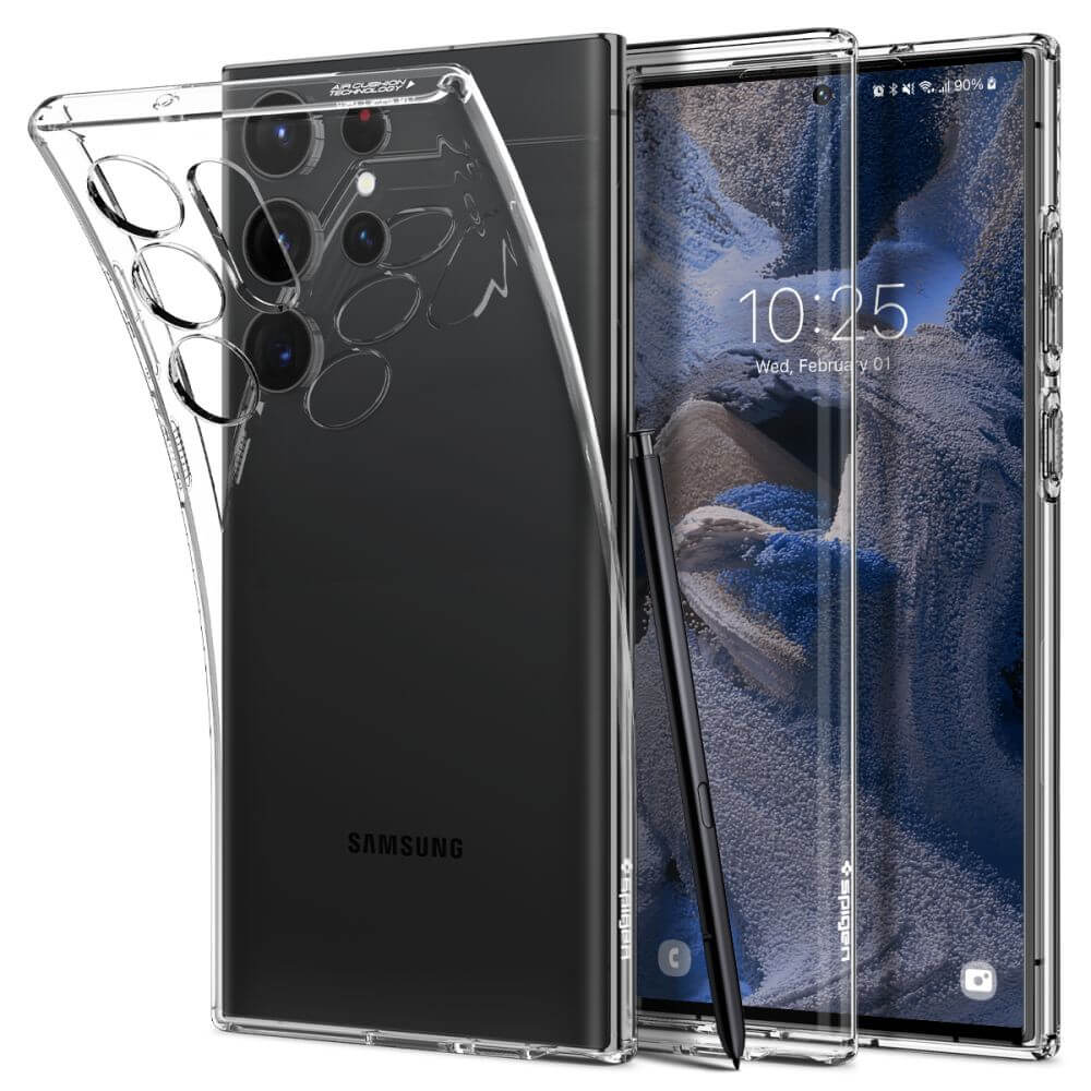 Противоударен Силиконов Калъф за Samsung S23 Ultra, Spigen Liquid Crystal Case, Прозрачен (9)