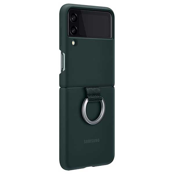 Оригинален Силиконов Калъф за Samsung Z Flip 3, Silicone Ring Cover Case EF-PF711TGEGWW, Тъмно Зелен
